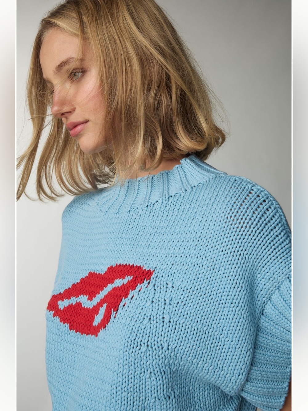 Anthropologie Maeve Pippa blue mock neck sweater sz sm - Picture 3 of 9